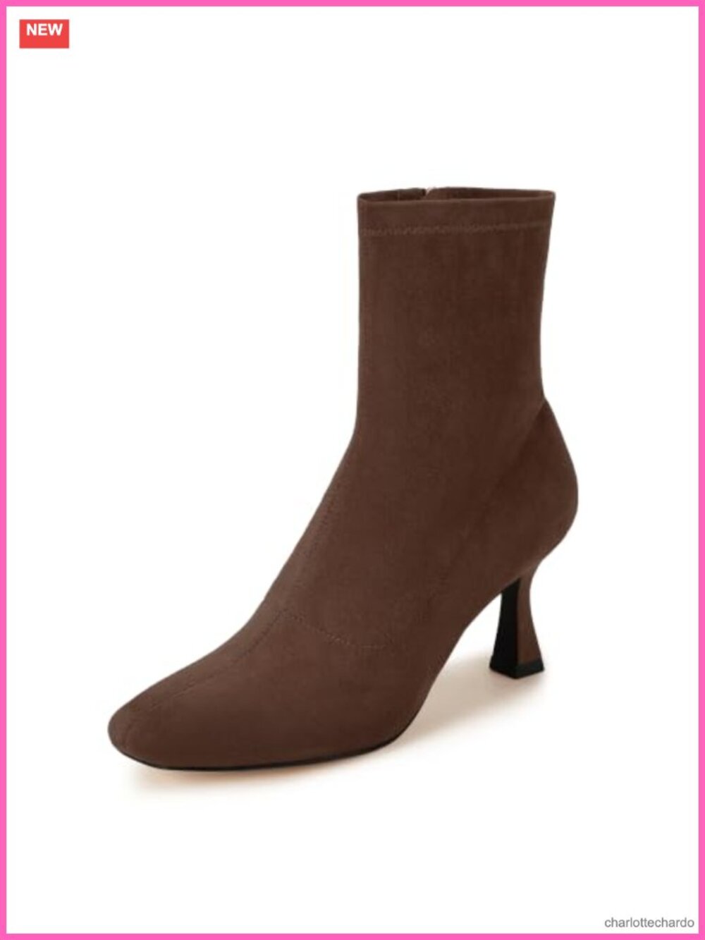 Faux Suede Square Toe Ankle Boots Low Kitten Heel Side Zipper Fall Booties